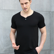 男士T恤竹纤维纯色休闲商务短袖纯色中青年舒适短袖衫2020夏