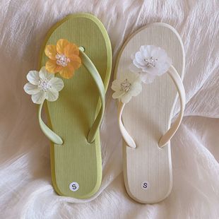 2024手工花朵人字拖女夏季外穿西双版纳拖鞋，三亚泰国旅游海边沙滩