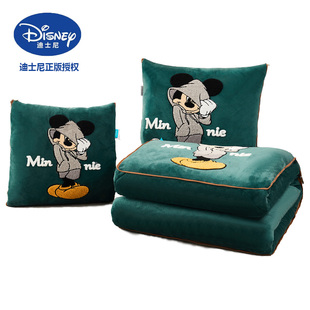 迪士尼米奇米妮卡通抱枕被子两用汽车毯子二合一车上办公室午睡毯