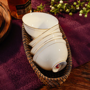 北欧骨瓷碗碟套装家用高档景德镇陶瓷器餐具套装欧式金边碗盘方形