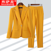 黄色小西装套装女2022春秋修身韩版时尚休闲女神范西服(范西服)外套女