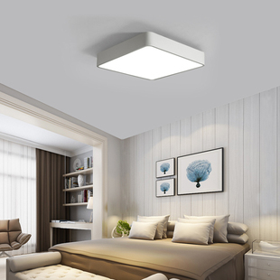 现代简约LED办公室铝材吸顶灯 白色卧室灯正长方形创意书房灯具
