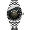冠琴品牌男镂空全自动钢带瑞士手表，机械夜光休闲日历国产腕表