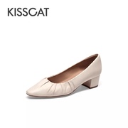 kisscat接吻猫女鞋春季通勤软底中跟浅口单鞋ka54113-13