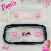 原创自制爱心芭比透明笔袋大容量pvc文具袋网红Barbie个性笔盒ins