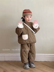 韩版冬季儿童夹棉休闲套装
