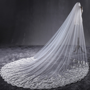 韩式浪漫蕾丝长，拖尾镶嵌.钻软纱头纱38水米超长新娘结婚