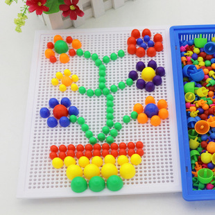 创意蘑菇钉玩具 拼插板组合 幼儿园礼物儿童巧巧钉拼图3-7岁