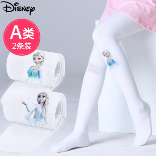 迪士尼儿童长筒袜爱莎公主舞蹈袜打底裤，丝袜女童连裤袜白色连体袜