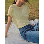 belastudio澳洲小众设计圆领，宽松休闲荧光黄短袖(黄短袖)t恤博主同款