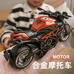 摩托车玩具男孩仿真合金，机车模型赛车儿童，回力玩具车小汽车礼物