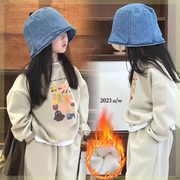 儿童卫衣套装加绒加厚运动休闲秋冬韩版男女童卡通卫衣卫裤两件套