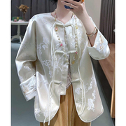 唐装女中国风年轻款旗袍2023年秋冬季长袖茶服中式复古上衣