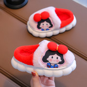 儿童棉鞋冬季小公主卡通软底家居保暖防滑大中小童棉拖鞋