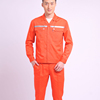 全工艺涤棉32纱斜长袖工装套装e02-714长袖橘红色电力电缆电工服