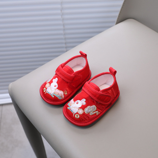 婴儿布鞋6到12个月宝宝，学步鞋手工软底，防滑鞋子公主鞋1-2岁汉服鞋