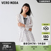 Vero Moda奥莱连衣裙子夏季甜美减龄七分袖雪纺印花娃娃裙女