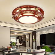 新中式橡木实木吸顶灯木艺客厅灯中国风卧室书房圆形餐厅仿古灯饰