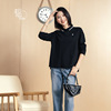 yun韫女款衬衫2023黑色气质，纯色针织棉，长袖衬衫女简约衬衣