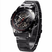 Shenhua绅华手表镂空全自动机械手表士钢带运动腕表黑色男时尚