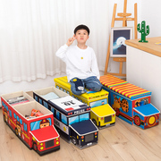儿童玩具收纳凳可坐人小汽车收纳箱，可折叠多功能储物凳卡通玩具箱