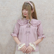 axesfemmekawaii日系lolita少女，娃娃领夏季甜美短袖衬衫ci81x05s