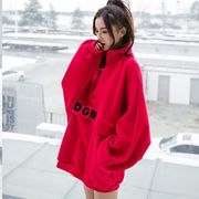 韩版无帽立领卫衣，中长款宽松加厚上衣慵懒网红大码女装