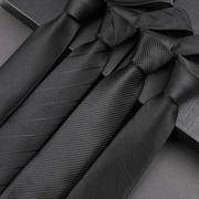 黑色领带男正装商务职业，韩版西装面试免打懒人，拉链领带一易拉得潮