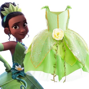 六一儿童女童绿色小精灵公主，裙绿色仙女裙万圣节演出服装儿童裙子