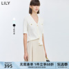 lily2024夏女装(夏女装)时尚，气质通勤款，优雅纯色短袖修身短款针织开衫