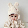 宝宝帽子秋冬可爱小兔婴儿护耳帽超萌女童毛绒帽(毛，绒帽)婴幼儿男童套头帽