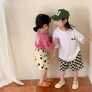 儿童短袖t恤2023夏季男女童，字母宝宝半袖纯棉，体恤韩版姐妹装t