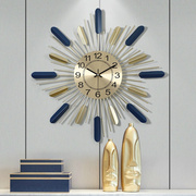 现代简约创意轻奢挂钟铁艺客厅挂表北欧时尚家用大气静音艺术钟表