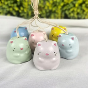 可爱卡通动物创意彩色陶瓷小猫钥匙挂件包包挂情侣一对小礼物饰品