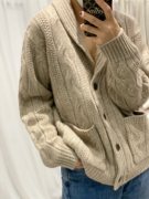法式风情青果领羊绒外套 100%纯山羊绒 加厚宽松针织毛衣