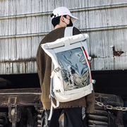 ins潮酷书包双肩包女大容量时尚，潮流韩版学生男士电脑包旅行背包