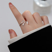 s925纯银音符戒指女款开口可调设计感高级小众简约气质韩版小清新