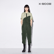 商场同款x-moom夏季时尚，休闲轻工装，风撞色拼接连体裤