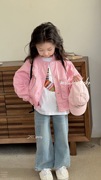 女童外套韩范秋冬装中大童粉色，小香风棒球，服儿童洋气休闲夹克衫潮