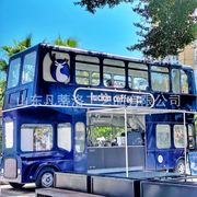 景区汽车主题餐厅咖啡厅复古双层伦敦巴士制作售卖车商场铁艺模型