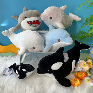 海洋白鲸宝宝毛绒玩具虎鲸公仔，海豚玩偶可爱企鹅海豹鲨鱼儿童礼物