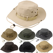 男士奔尼帽大檐帽，圆边帽双面格子登山户外渔夫，帽子米色遮阳帽女