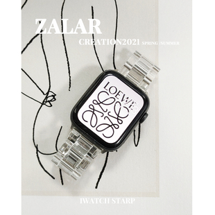zolar小红书适用iwatch78代苹果手表se果冻，透明树脂冰块表带