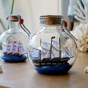 黑珍珠号水晶球瓶中船帆船摆件木制装饰品生日礼物一帆风顺