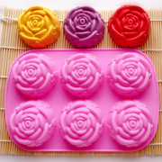 6连大玫瑰花苹果硅胶，模具烘焙花型蛋糕模果冻，布丁手工皂模耐高温