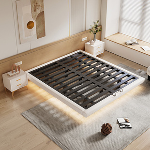 悬浮床双人床1.5米铁艺床不锈钢加固加粗加厚1.2米出租房用铁架床