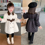 女童棉衣pu皮，拼接加厚外衣，轻便外套23秋冬装童装代发