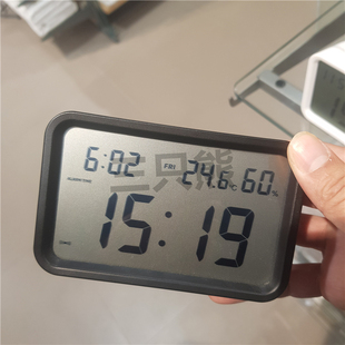 MUJI无印良品电子数字闹钟温湿度日历显示白色黑色座时钟日式简约