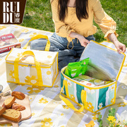 户外野餐保温袋可折叠外带野餐篮，铝箔加厚冷藏包手提袋保鲜恒温袋