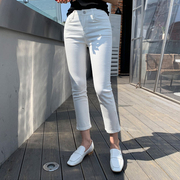 白色牛仔九分裤女宽松直筒春夏薄款2021年高腰显瘦港味烟管裤